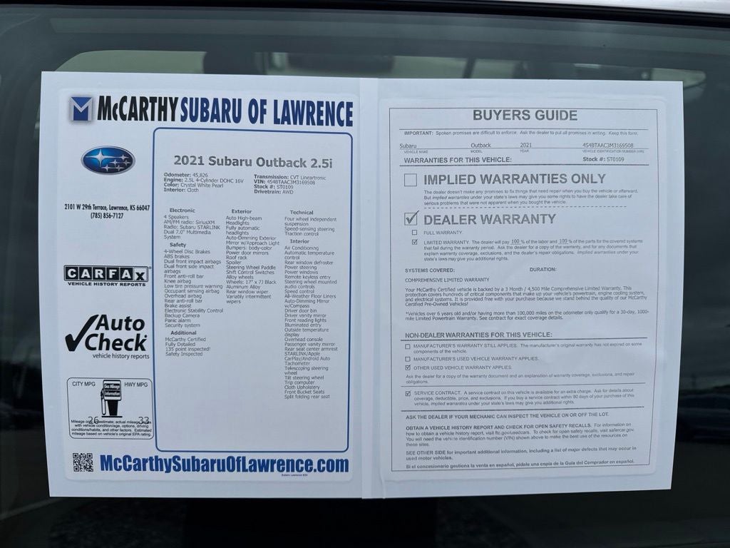 2021 Subaru Outback 2.5i