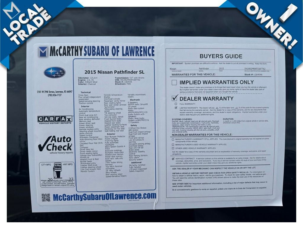 2015 Nissan Pathfinder SL