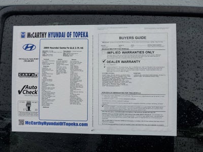 2009 Hyundai SANTA FE GLS 2.7L V6